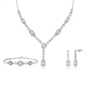 Beyaz Altın Baget Modeli 14 Ayar Gelin Seti