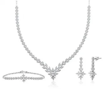 Beyaz Altın Söğütlü Model 14 Ayar Nişan Seti