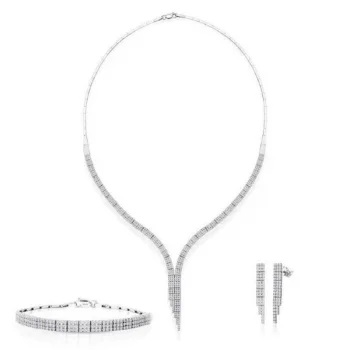 Beyaz Altın Su Yolu 14 Ayar Nişan Seti