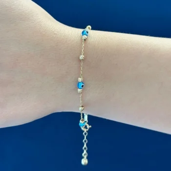 Boncuklu Dorika 14 Ayar Altın Bileklik