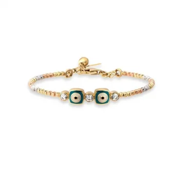 Çift Nazarlıklı 14 Ayar Çocuk Bilekliği