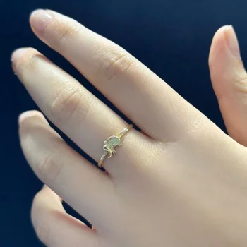 Fil Detaylı Minimal 14 Ayar Altın Yüzük