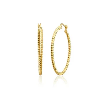 Geniş Tırtıklı Model 14 Ayar Halka Küpe