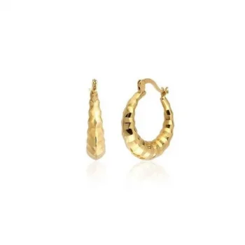 Kalem İşli 14 Ayar Halka Küpe