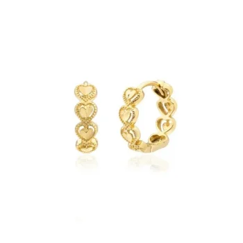 Kalp Detaylı 14 Ayar Halka Küpe