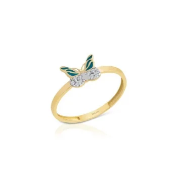 Mineli Kelebek 14 Ayar Yüzük