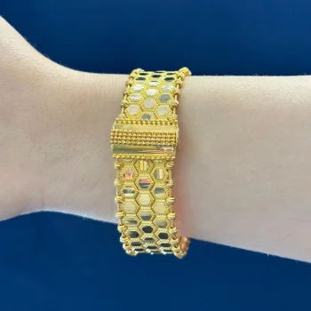 Petek Model 22 Ayar Altın Kelepçe