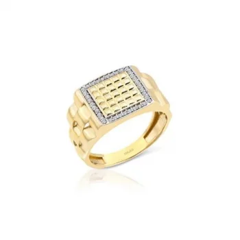 Taşlı Kordon Modeli 14 Ayar Erkek Yüzük