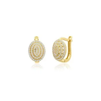 Taşlı Modern 14 Ayar Küpe