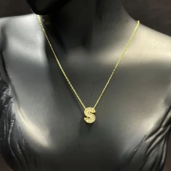 TAŞLI S HARF 14 AYAR ALTIN KOLYE