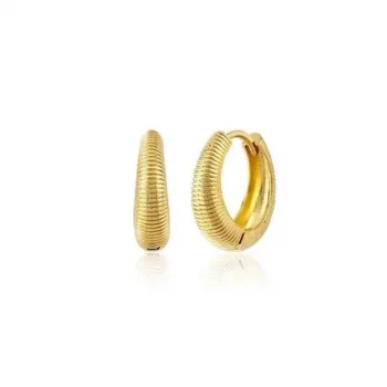 Yatay Çizgili Bombe 14 Ayar Halka Küpe