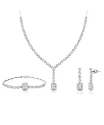 Beyaz Altın Baget Model 14 Ayar Nişan Seti