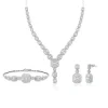 Beyaz Altın Swarovski Taşlı Baget 14 Ayar Set