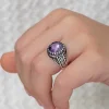 Gümüş Lila Zirkon Taşlı Çocuk Erkek Yüzük