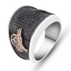 Gümüş Siyah Taşlı Tuğralı Erkek Yüzük