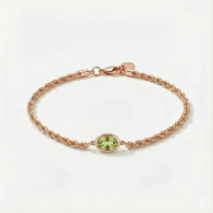 Yeşil Taş Detaylı 14 Ayar Bileklik