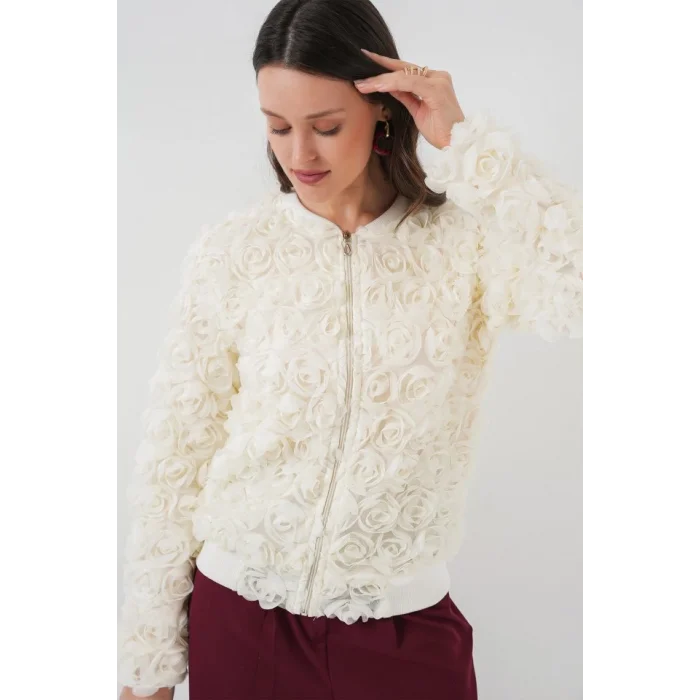 0719 Güllü Ceket - Ekru