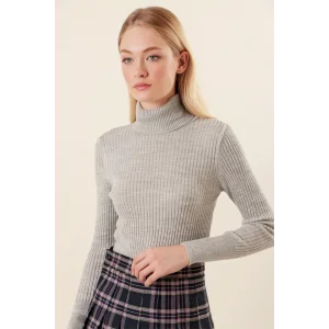 10311 Balıkçı Yaka Triko Kazak - Gri