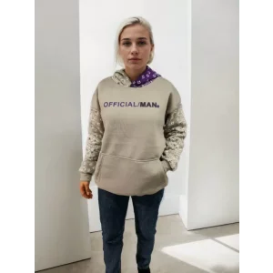 Baskılı Kapüşonlu Sweatshirt - Gri