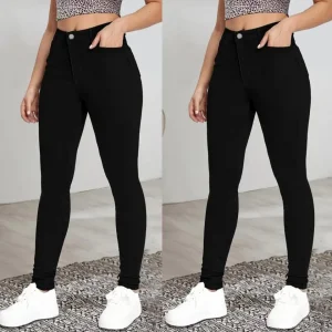 Kadın Yüksek Bel Dar Paça Likralı Pantolon