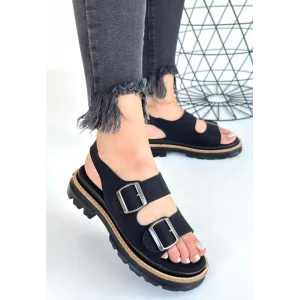 Milta Siyah Nubuk Sandalet