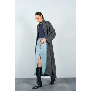 Önü Açık Şal Yaka Hırka - Siyah