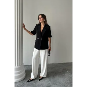 Siyah Kısa Kollu Blazer Ceket