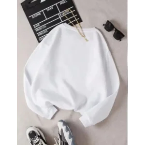 Üç İplik Biskilet Yaka Basic SweatShirt - Beyaz