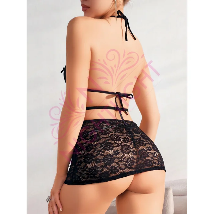 Mini Etekli Bel Detaylı Fantazi Sütyen Külot Takım