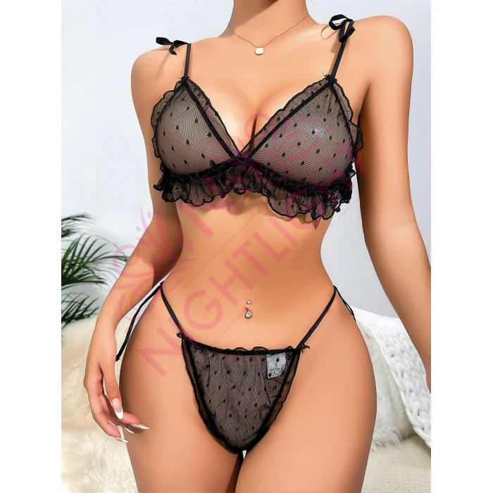 Transparan Tül Fantazi Sütyen Külot Takım