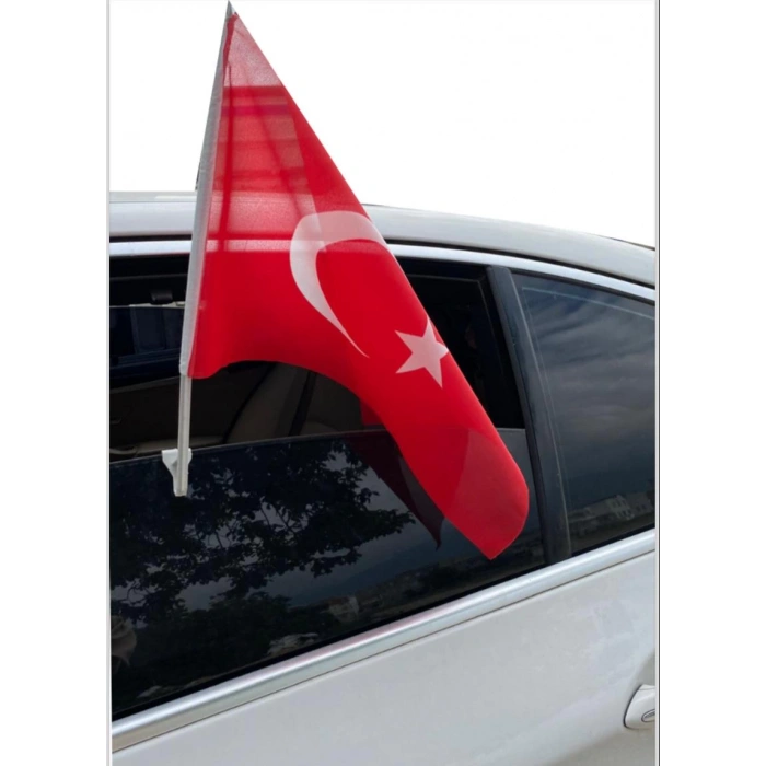 (10 ADET) 30x45 Raşel Pikment Kumaş Araç Aparatlı Türk Bayrağı