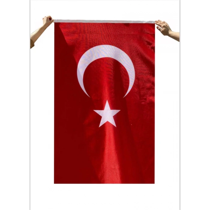 600x900 Kendinden Kulplu Parlak Raşel Kumaş Türk Bayrağı