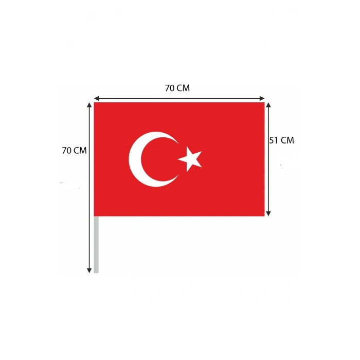 15 ADET 50X70 CM PİKMENT RAŞEL KUMAŞ SOPALI TÜRK BAYRAĞI