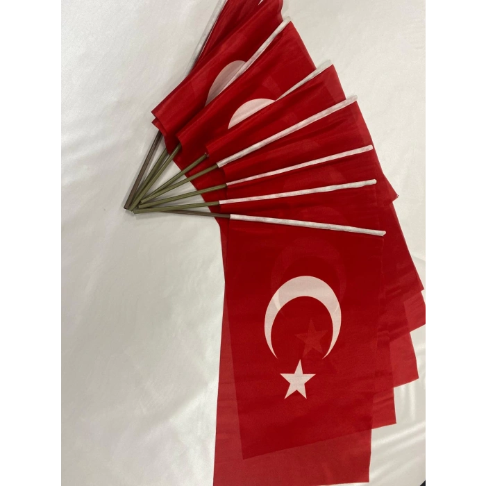10 ADET 50X70 CM RAŞEL KUMAŞ SOPALI TÜRK BAYRAĞI