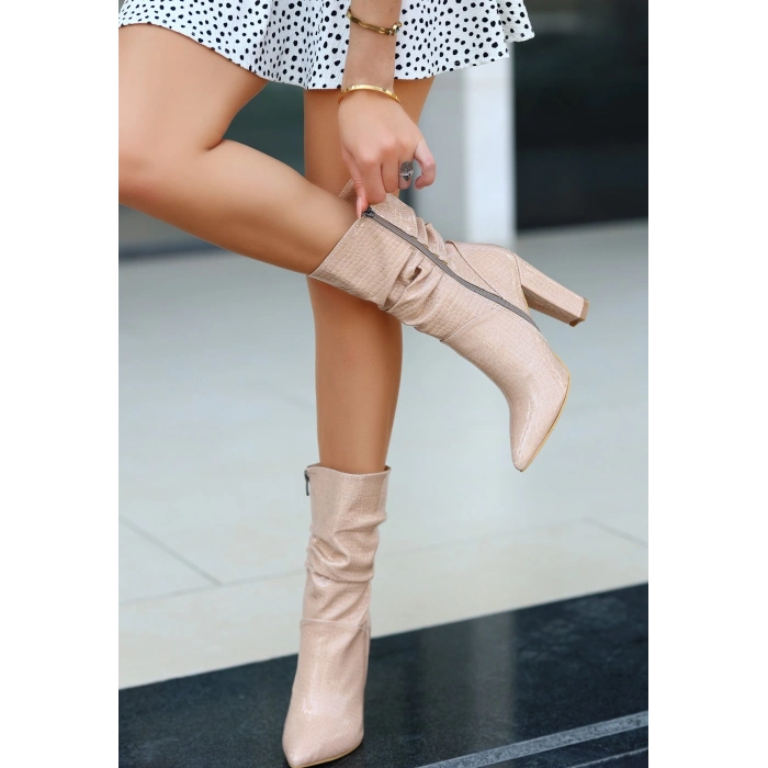 Erita Ten Rugan Desenli Topuklu Çizme