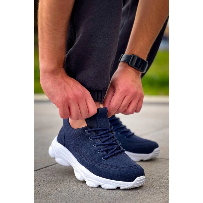 KB-707  Kuback Lacivert Süet Yüksek Taban Bağcıklı Günlük Erkek Ayakkabı