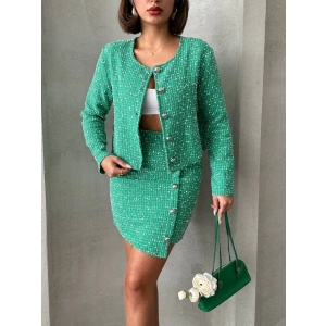 Ceketli etek takım chl kumaş yeşil h24443
