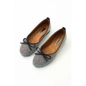 Potte Siyah Saten Babet Ayakkabı