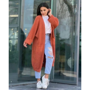 Yarasa kol uzun triko hırka kremit