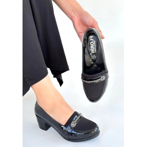 Yoer Siyah Rugan Dolgu Topuk Ayakkabı