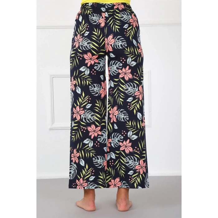 Moda Bayan Penye Bol Paça Pantolon Lacivert