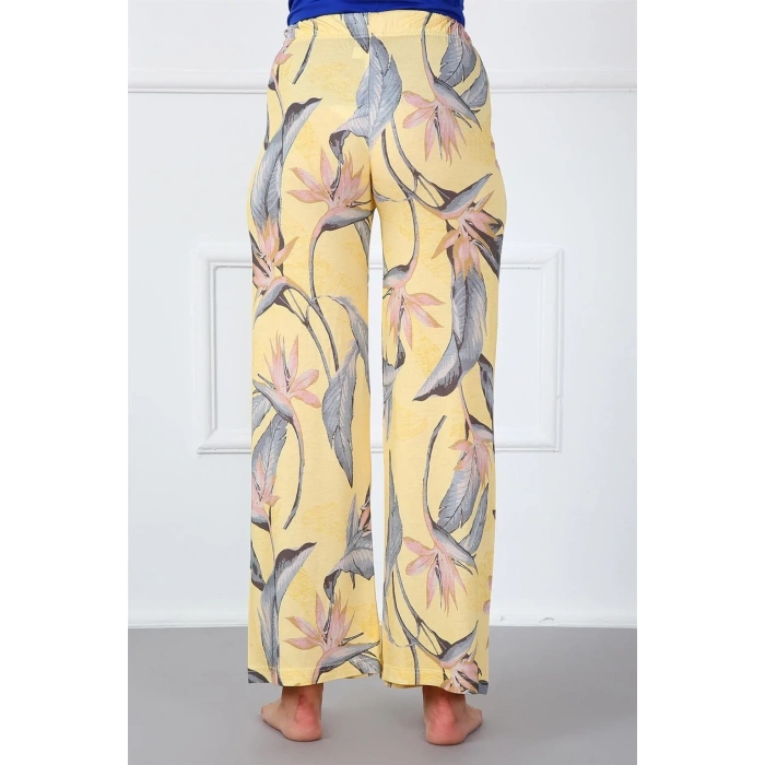Moda Bayan Penye Bol Paça Pantolon Sarı