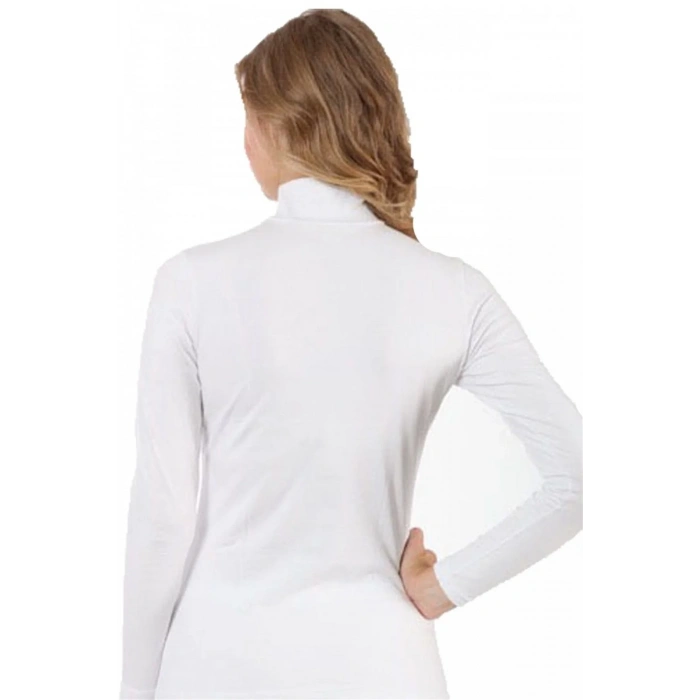 Moda Bayan Uzun Kol Boğazlı Body Beyaz