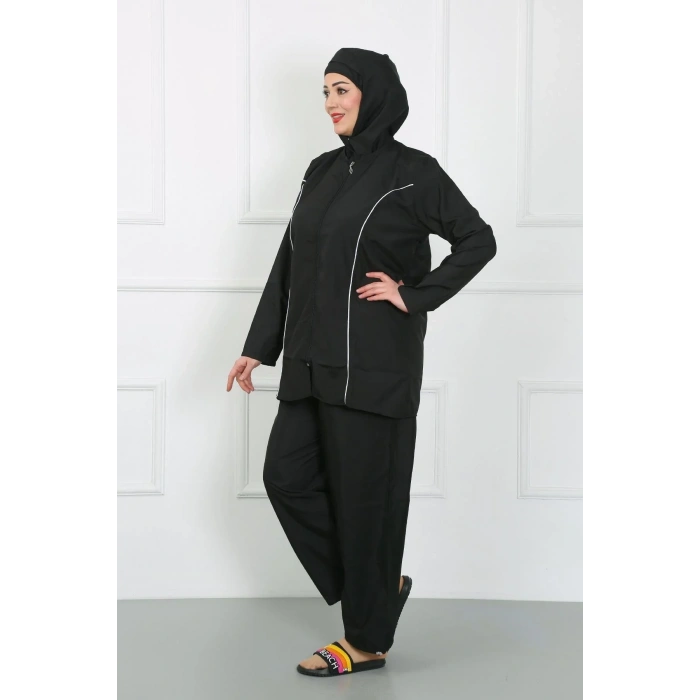 Moda Büyük Beden Tesettür Büyük Mayo Siyah