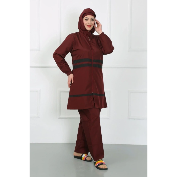Moda Büyük Beden Tesettür Mayo Bordo