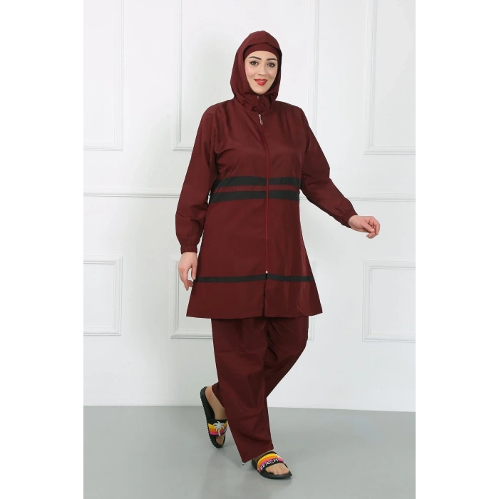 Moda Büyük Beden Tesettür Mayo Bordo