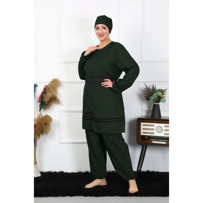 Moda Büyük Beden Tesettür Mayo Haki