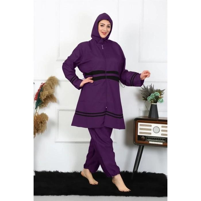 Moda Büyük Beden Tesettür Mayo Mor