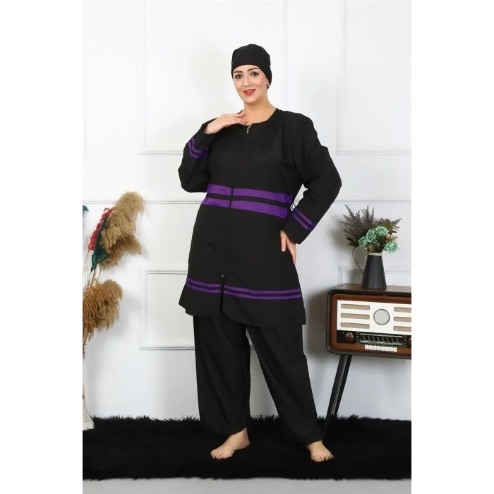 Moda Büyük Beden Tesettür Mayo Siyah