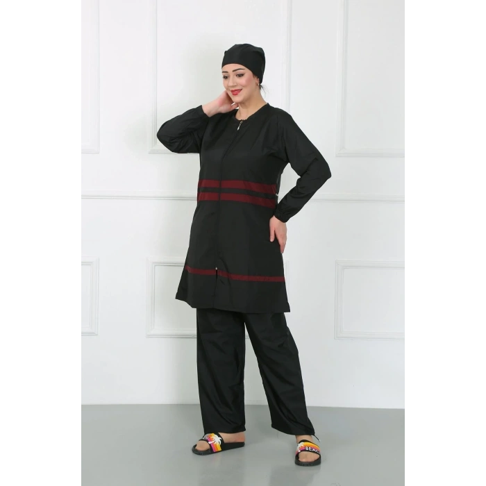 Moda Büyük Beden Tesettür Mayo Siyah